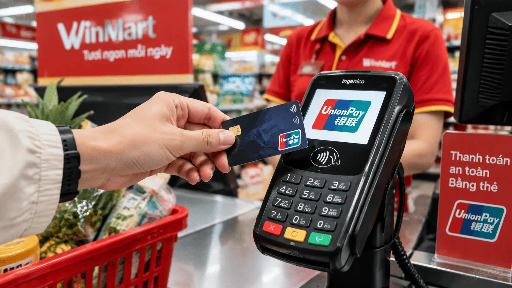 Оплата картой UnionPay Россельхозбанка в супермаркете во Вьетнаме
